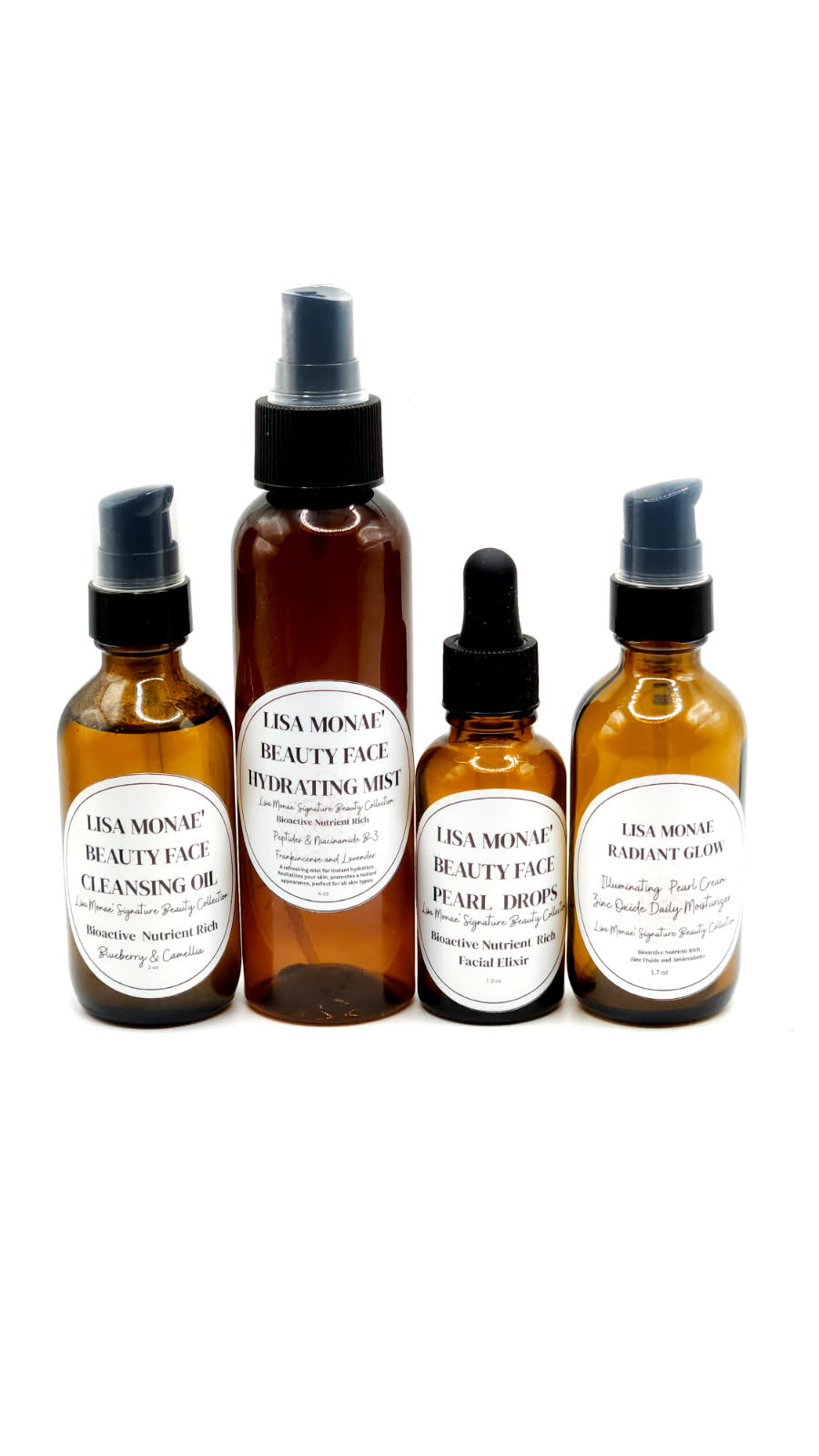 Original photo of Lisa Monae Beauty Cleansing Oil, Hydrating Mist, Pearl Drops, and Radiant Glow