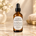 Lisa Monae Radiant Glow bottle on marble with soft luxe background